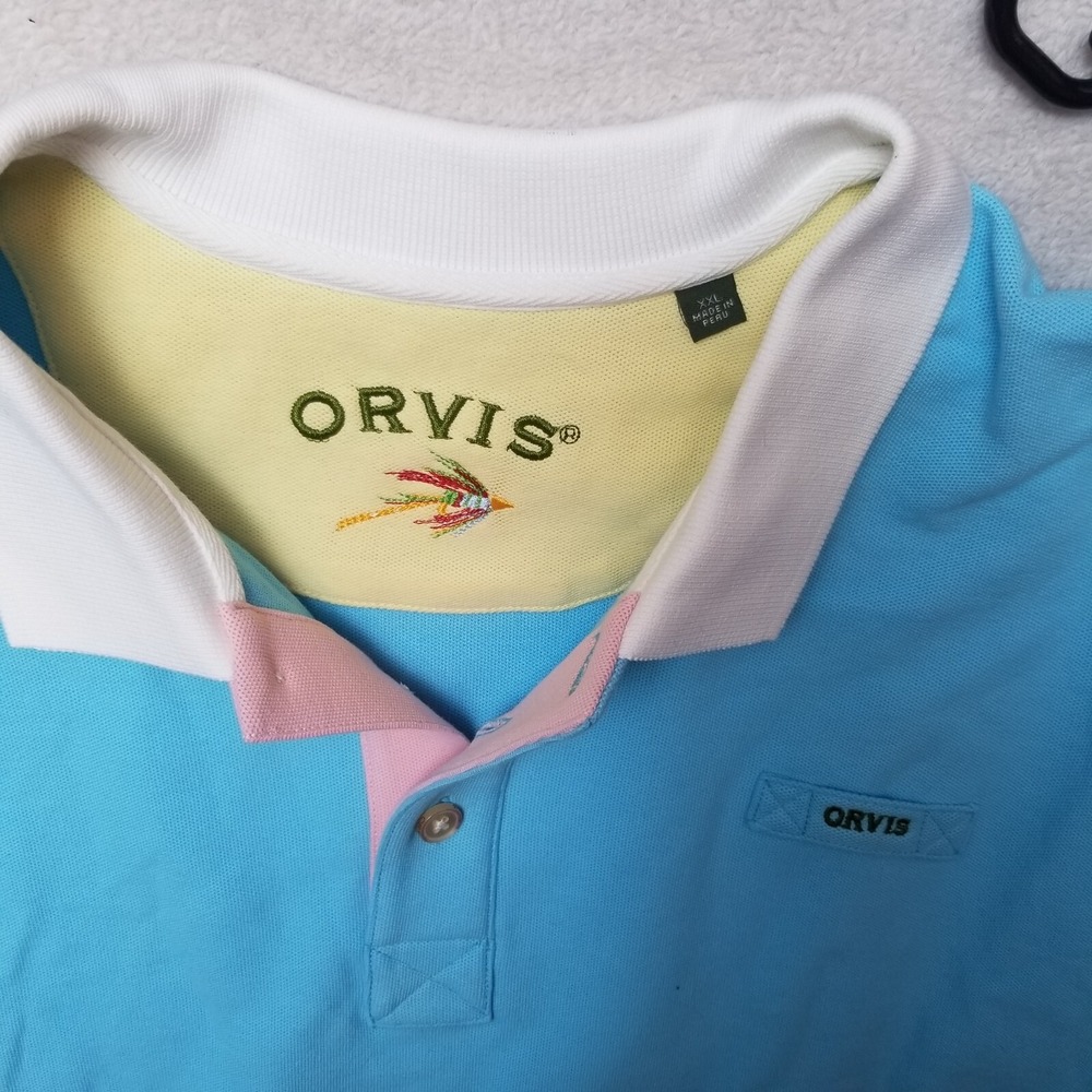 ORVIS REGULAR FIT POLO SHIRT PIQUE KNIT‎ 100% COTTON BLUE Sz XXLARGE, XXL - Picture 4 of 10